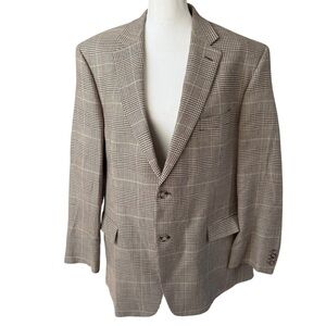 Lauren Ralph Lauren Glen Plaid silk Blazer Jacket Sportcoat Brown Tan Men 48R